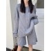 Gray Big Size Sweater Wide Leg Shorts 2 Pcs Suit New Round Neck Long Sleeve Women Fashion Tide Spring Autumn 