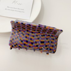 New Vintage Colorful Checkered Lattice Acetate Acrylic Large Rectangle Hair Claw Clips for Women Hair Accessories