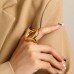 Irregular Hollow Stainless Steel Chunky Ring Large Gold Color Textured Vintage Party Charm Trendy Jewelry New Design