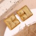 Irregular Stripe Square Stud Earring Stainless Steel Gold Color Geometric Vintage Large Jewelry for Women Trend