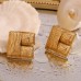 Irregular Stripe Square Stud Earring Stainless Steel Gold Color Geometric Vintage Large Jewelry for Women Trend