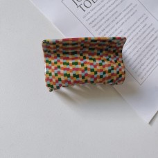 New Vintage Colorful Checkered Lattice Acetate Acrylic Large Rectangle Hair Claw Clips for Women Hair Accessories