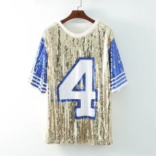 New Baseball Football Game Female Tops Sequin Women
