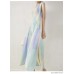 Fashion Design Women New Sleeveless Print Tummy Covering Pleats Summer Fresh Sweet V-neck Halter Dresses