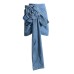Spring New 3D Rose Decoration Design Sense High Waist Slim denim Skirt Women's A-line Wrapped Hip Skirt