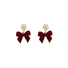 Floral Bowtie Camellia Earrings for Women in Autumn and Winter