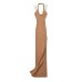 Summer halter buckle hanging neck V-neck knitted elastic bag hip sexy high slit dress long skirt
