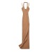 Summer halter buckle hanging neck V-neck knitted elastic bag hip sexy high slit dress long skirt