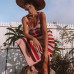 Summer knit dress Sleeveless halter back split striped commuter dress