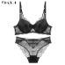 Super Gather Sexy Underwear Set Women Bras Deep V Purple Brassiere Thick Push Up Bra Panties Set Lace Embroidery Lingerie Sets