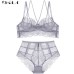 New High Waist Gray Bra Embroidery Lingerie Sets Fashion Brassiere Transparent Black Deep V Lace Underwear Women Bra Set 
