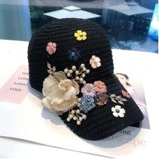 Summer Thin Lace Flower Duck Tongue Hat Fashionable with Diamond Sun Protection Hollow Sun visor Hat