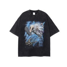 Digital Direct Spray Pirate King Print T Retro Worn Out High Street Loose Stir Fried Snow Short Sleeves Digital Direct Spray Pirate King Print T Retro Worn Out High Street Loose Stir Fried Snow Short Sleeves