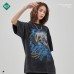 Digital Direct Spray Pirate King Print T Retro Worn Out High Street Loose Stir Fried Snow Short Sleeves