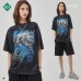 Digital Direct Spray Pirate King Print T Retro Worn Out High Street Loose Stir Fried Snow Short Sleeves