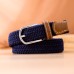 Canvas waistband, women's elastic woven elastic belt, men's and women's Korean version versatile casual buckle, student thin bel