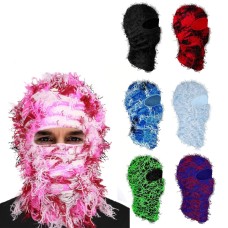 Hot selling distressed knitted headband, jungle disguise, personality quirky skiing, warm face mask, all-in-one hat Hot selling distressed knitted headband, jungle disguise, personality quirky skiing, warm face mask, all-in-one hat