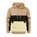New autumn and winter men's warm plush hoodie, fashionable color blocking casual pullover hoodie, sports hoodie