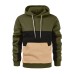 New autumn and winter men's warm plush hoodie, fashionable color blocking casual pullover hoodie, sports hoodie