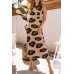 Fashionable new hot selling leopard print loose side slit dress