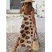 Fashionable new hot selling leopard print loose side slit dress