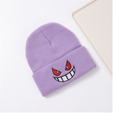 Halloween spoof horror smiling face print Geng Gui knitted hat outdoor warm hat cold hat for men and women