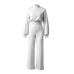 Spring and Autumn Women's Sexy Wide Legged Pants Summer Women's Solid Color High Neck Open Back Long Sleeve Casual jumpsuit