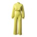 Spring and Autumn Women's Sexy Wide Legged Pants Summer Women's Solid Color High Neck Open Back Long Sleeve Casual jumpsuit