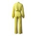 Spring and Autumn Women's Sexy Wide Legged Pants Summer Women's Solid Color High Neck Open Back Long Sleeve Casual jumpsuit