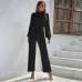Spring and Autumn Women's Sexy Wide Legged Pants Summer Women's Solid Color High Neck Open Back Long Sleeve Casual jumpsuit