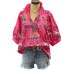 Instagram Hot Selling European and American Women's V-neck Bubble Sleeves Loose Broken pleated T-shirt