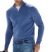New autumn long sleeved V-neck wool zipper men's casual top polo shirt