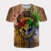 Digital printed sport round neck loose short sleeved top