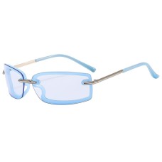 Retro metal small box cut edge sunglasses with personalized futuristic feel, frameless sunshade sunglasses