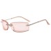 Retro metal small box cut edge sunglasses with personalized futuristic feel, frameless sunshade sunglasses