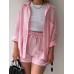 Solid Pleated Two Piece Set For Women 2023 Summer Women's Two Piece Casual Long Sleeve Short Sets Fashion Button Outfits Suit