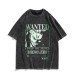 American anime Nika Luffy washed vintage quarter sleeved T-shirt American short sleeved cotton T-shirt