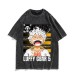 American anime Nika Luffy washed vintage quarter sleeved T-shirt American short sleeved cotton T-shirt