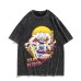 American anime Nika Luffy washed vintage quarter sleeved T-shirt American short sleeved cotton T-shirt