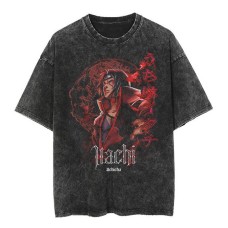 New Japanese Classic Naruto Anime Oversize High Street Vintage Washed Wax Dyed Short Sleeve T-shirt