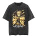 New Japanese Classic Naruto Anime Oversize High Street Vintage Washed Wax Dyed Short Sleeve T-shirt