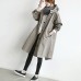 Casual women's mid length knee length loose fit oversized British style outerwear windbreaker jacket