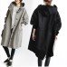 Casual women's mid length knee length loose fit oversized British style outerwear windbreaker jacket