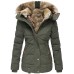 New Winter Warm Wool Collar Cotton Coat Women's Zipper Long Sleeve Slim Fit Cotton Coat Coat Hooded Coat