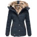 New Winter Warm Wool Collar Cotton Coat Women's Zipper Long Sleeve Slim Fit Cotton Coat Coat Hooded Coat