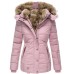 New Winter Warm Wool Collar Cotton Coat Women's Zipper Long Sleeve Slim Fit Cotton Coat Coat Hooded Coat