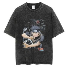 Japanese anime Naruto washed old short sleeved T-shirt American high street retro style wax dyed short sleeved anime