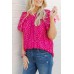 Rose Dotted Gold Stamp Tiered Ruffled Short Sleeve Top