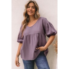 Textured Bubble Sleeves Top