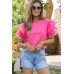 Pink Tulle Ruffle Sleeve Top